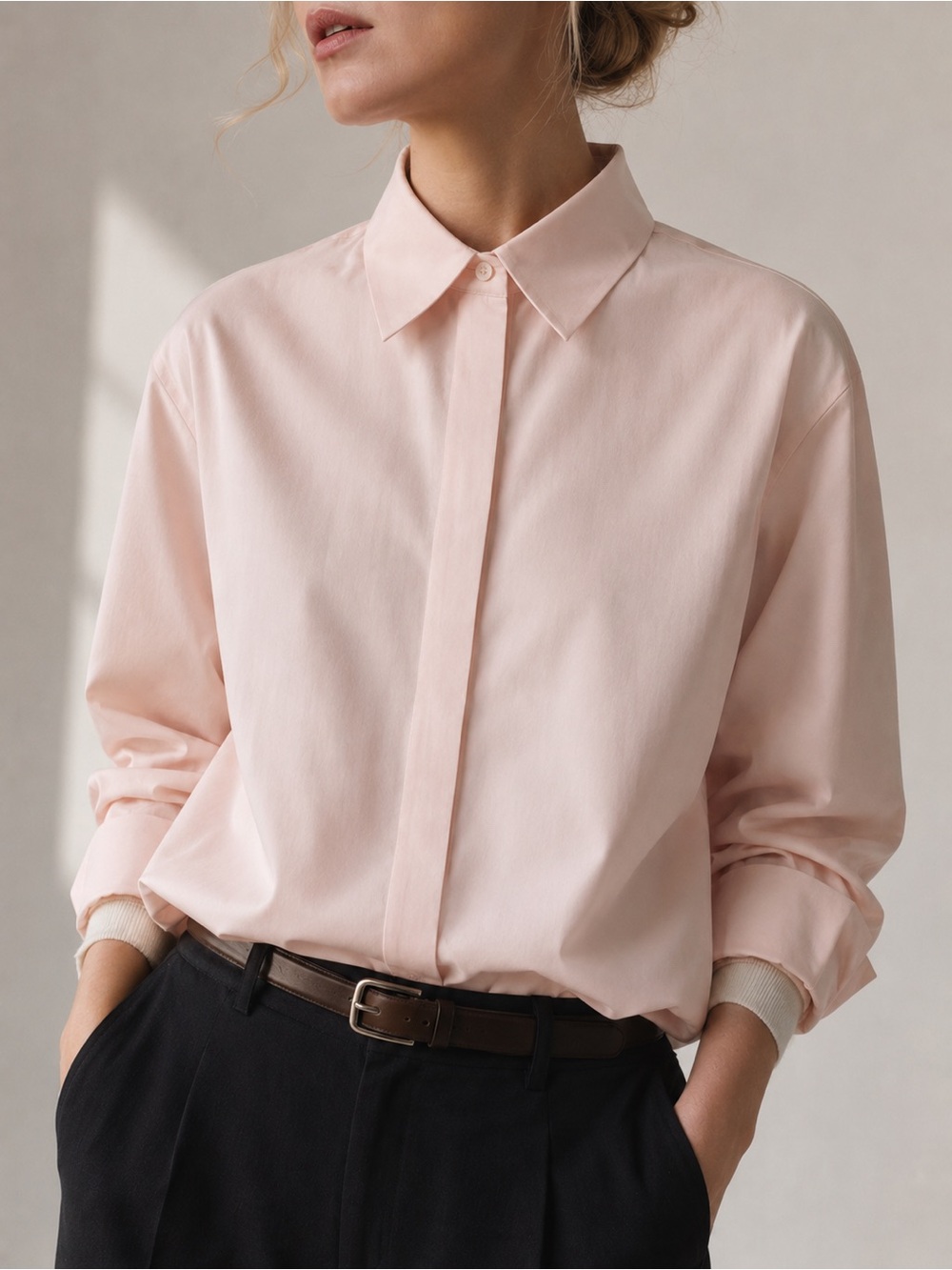 NWT Investments Gold Label Brooke Pink Non-Iron Button Front Blouse Size 10